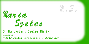 maria szeles business card